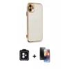 MARSİLYAN™- iPhone 11 Kılıf Yankı Serisi - Siyah 3D Antistatik Mat Seramik Nano Ekran Koruyucu + PVD Metal Kamera Lens - MI