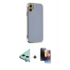 MARSİLYAN™- iPhone 11 Kılıf Yankı Serisi - Siyah 3D Antistatik Mat Seramik Nano Ekran Koruyucu + Raze Metal Kamera Lens - MI