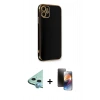 MARSİLYAN™- iPhone 11 Kılıf Yankı Serisi - Siyah 3D Antistatik Mat Seramik Nano Ekran Koruyucu + Raze Metal Kamera Lens - MI
