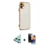 MARSİLYAN™- iPhone 11 Kılıf Yankı Serisi - Siyah 3D Antistatik Mat Seramik Nano Ekran Koruyucu + Raze Metal Kamera Lens - MI