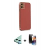 MARSİLYAN™- iPhone 11 Kılıf Yankı Serisi - Siyah 3D Antistatik Mat Seramik Nano Ekran Koruyucu + Raze Metal Kamera Lens - MI