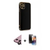 MARSİLYAN™- iPhone 11 Kılıf Yankı Serisi - Siyah 3D Antistatik Mat Seramik Nano Ekran Koruyucu + Raze Metal Kamera Lens - SH