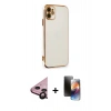 MARSİLYAN™- iPhone 11 Kılıf Yankı Serisi - Siyah 3D Antistatik Mat Seramik Nano Ekran Koruyucu + Raze Metal Kamera Lens - SH
