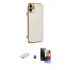MARSİLYAN™- iPhone 11 Kılıf Yankı Serisi - Siyah 3D Antistatik Mat Seramik Nano Ekran Koruyucu + Renkli Kamera Lens Koruma Cam - YL
