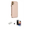MARSİLYAN™- iPhone 11 Kılıf Yankı Serisi - Siyah 3D Antistatik Mat Seramik Nano Ekran Koruyucu + Renkli Kamera Lens Koruma Cam - YL