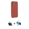 MARSİLYAN™- iPhone 11 Kılıf Yankı Serisi - Siyah 3D Antistatik Seramik Nano Ekran Koruyucu + Kamera Lens Koruma Cam - SF
