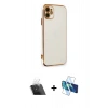MARSİLYAN™- iPhone 11 Kılıf Yankı Serisi - Siyah 3D Antistatik Seramik Nano Ekran Koruyucu + Kamera Lens Koruma Cam - SF