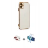 MARSİLYAN™- iPhone 11 Kılıf Yankı Serisi - Siyah 3D Antistatik Seramik Nano Ekran Koruyucu + Pers Alüminyum Kamera Lens - KI