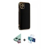 MARSİLYAN™- iPhone 11 Kılıf Yankı Serisi - Siyah 3D Antistatik Seramik Nano Ekran Koruyucu + Raze Metal Kamera Lens - KI