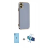 MARSİLYAN™- iPhone 11 Kılıf Yankı Serisi - Siyah 3D Antistatik Seramik Nano Ekran Koruyucu + Neon Fosforlu Kamera Lens - MI
