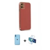 MARSİLYAN™- iPhone 11 Kılıf Yankı Serisi - Siyah 3D Antistatik Seramik Nano Ekran Koruyucu + Neon Fosforlu Kamera Lens - MI
