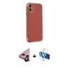 MARSİLYAN™- iPhone 11 Kılıf Yankı Serisi - Siyah 3D Antistatik Seramik Nano Ekran Koruyucu + Raze Metal Kamera Lens - SH