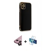 MARSİLYAN™- iPhone 11 Kılıf Yankı Serisi - Siyah 3D Antistatik Seramik Nano Ekran Koruyucu + Raze Metal Kamera Lens - SH