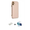 MARSİLYAN™- iPhone 11 Kılıf Yankı Serisi - Siyah 3D Antistatik Seramik Nano Ekran Koruyucu + Renkli Kamera Lens Koruma Cam - TU