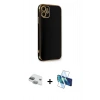 MARSİLYAN™- iPhone 11 Kılıf Yankı Serisi - Siyah 3D Antistatik Seramik Nano Ekran Koruyucu + Pers Alüminyum Kamera Lens - YL