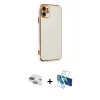 MARSİLYAN™- iPhone 11 Kılıf Yankı Serisi - Siyah 3D Antistatik Seramik Nano Ekran Koruyucu + Pers Alüminyum Kamera Lens - YL