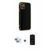 MARSİLYAN™- iPhone 11 Kılıf Yankı Serisi - Siyah 6D Antistatik Mat Seramik Hayalet Nano Ekran Koruyucu + Pers Alüminyum Kamera Lens - GI