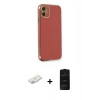 MARSİLYAN™- iPhone 11 Kılıf Yankı Serisi - Siyah 6D Antistatik Mat Seramik Hayalet Nano Ekran Koruyucu + Renkli Kamera Lens Koruma Cam - PE