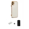 MARSİLYAN™- iPhone 11 Kılıf Yankı Serisi - Siyah 6D Antistatik Mat Seramik Hayalet Nano Ekran Koruyucu + Renkli Kamera Lens Koruma Cam - PE