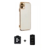 MARSİLYAN™- iPhone 11 Kılıf Yankı Serisi - Siyah 6D Antistatik Mat Seramik Hayalet Nano Ekran Koruyucu + PVD Metal Kamera Lens - SH