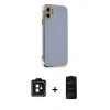 MARSİLYAN™- iPhone 11 Kılıf Yankı Serisi - Siyah 6D Antistatik Mat Seramik Hayalet Nano Ekran Koruyucu + PVD Metal Kamera Lens - SH