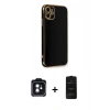 MARSİLYAN™- iPhone 11 Kılıf Yankı Serisi - Siyah 6D Antistatik Mat Seramik Hayalet Nano Ekran Koruyucu + PVD Metal Kamera Lens - SH