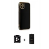 MARSİLYAN™- iPhone 11 Kılıf Yankı Serisi - Siyah 6D Antistatik Mat Seramik Hayalet Nano Ekran Koruyucu + PVD Metal Kamera Lens - TU