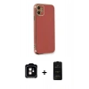 MARSİLYAN™- iPhone 11 Kılıf Yankı Serisi - Siyah 6D Antistatik Mat Seramik Hayalet Nano Ekran Koruyucu + PVD Metal Kamera Lens - TU