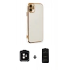MARSİLYAN™- iPhone 11 Kılıf Yankı Serisi - Siyah 6D Antistatik Mat Seramik Hayalet Nano Ekran Koruyucu + PVD Metal Kamera Lens - TU