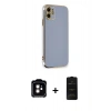 MARSİLYAN™- iPhone 11 Kılıf Yankı Serisi - Siyah 6D Antistatik Mat Seramik Hayalet Nano Ekran Koruyucu + PVD Metal Kamera Lens - TU