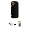 MARSİLYAN™- iPhone 11 Kılıf Yankı Serisi - Siyah 6D Mat Seramik Hayalet Nano Ekran Koruyucu + Pers Alüminyum Kamera Lens - KI