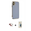 MARSİLYAN™- iPhone 11 Kılıf Yankı Serisi - Siyah 6D Mat Seramik Hayalet Nano Ekran Koruyucu + Pers Alüminyum Kamera Lens - KI