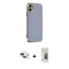MARSİLYAN™- iPhone 11 Kılıf Yankı Serisi - Siyah 6D Mat Seramik Hayalet Nano Ekran Koruyucu + Pers Alüminyum Kamera Lens - LT