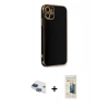 MARSİLYAN™- iPhone 11 Kılıf Yankı Serisi - Siyah 6D Mat Seramik Hayalet Nano Ekran Koruyucu + Pers Alüminyum Kamera Lens - LT