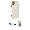 MARSİLYAN™- iPhone 11 Kılıf Yankı Serisi - Siyah 6D Mat Seramik Hayalet Nano Ekran Koruyucu + Pers Alüminyum Kamera Lens - LT