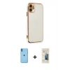 MARSİLYAN™- iPhone 11 Kılıf Yankı Serisi - Siyah 6D Mat Seramik Hayalet Nano Ekran Koruyucu + Neon Fosforlu Kamera Lens - MI