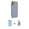 MARSİLYAN™- iPhone 11 Kılıf Yankı Serisi - Siyah 6D Mat Seramik Hayalet Nano Ekran Koruyucu + Neon Fosforlu Kamera Lens - MI