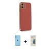 MARSİLYAN™- iPhone 11 Kılıf Yankı Serisi - Siyah 6D Mat Seramik Hayalet Nano Ekran Koruyucu + Neon Fosforlu Kamera Lens - MI