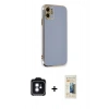 MARSİLYAN™- iPhone 11 Kılıf Yankı Serisi - Siyah 6D Mat Seramik Hayalet Nano Ekran Koruyucu + PVD Metal Kamera Lens - MI