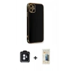 MARSİLYAN™- iPhone 11 Kılıf Yankı Serisi - Siyah 6D Mat Seramik Hayalet Nano Ekran Koruyucu + PVD Metal Kamera Lens - MI
