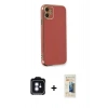 MARSİLYAN™- iPhone 11 Kılıf Yankı Serisi - Siyah 6D Mat Seramik Hayalet Nano Ekran Koruyucu + PVD Metal Kamera Lens - MI