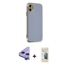 MARSİLYAN™- iPhone 11 Kılıf Yankı Serisi - Siyah 6D Mat Seramik Hayalet Nano Ekran Koruyucu + Raze Metal Kamera Lens - MR