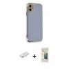 MARSİLYAN™- iPhone 11 Kılıf Yankı Serisi - Siyah 6D Mat Seramik Hayalet Nano Ekran Koruyucu + Renkli Kamera Lens Koruma Cam - PE