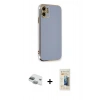 MARSİLYAN™- iPhone 11 Kılıf Yankı Serisi - Siyah 6D Mat Seramik Hayalet Nano Ekran Koruyucu + Pers Alüminyum Kamera Lens - YL