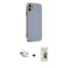 MARSİLYAN™- iPhone 11 Kılıf Yankı Serisi - Siyah 6D Mat Seramik Hayalet Nano Ekran Koruyucu + Pers Alüminyum Kamera Lens - GD
