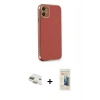 MARSİLYAN™- iPhone 11 Kılıf Yankı Serisi - Siyah 6D Mat Seramik Hayalet Nano Ekran Koruyucu + Pers Alüminyum Kamera Lens - GD