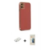 MARSİLYAN™- iPhone 11 Kılıf Yankı Serisi - Siyah 6D Mat Seramik Hayalet Nano Ekran Koruyucu + Renkli Kamera Lens Koruma Cam - SI