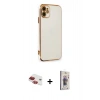 MARSİLYAN™- iPhone 11 Kılıf Yankı Serisi - Siyah Bilvis 3D Cam Ekran Koruyucu + Pers Alüminyum Kamera Lens - KI