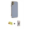 MARSİLYAN™- iPhone 11 Kılıf Yankı Serisi - Siyah Bilvis 3D Cam Ekran Koruyucu + Rainbow Kamera Lens Koruma Cam - KI