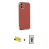 MARSİLYAN™- iPhone 11 Kılıf Yankı Serisi - Siyah Bilvis 3D Cam Ekran Koruyucu + Rainbow Kamera Lens Koruma Cam - KI